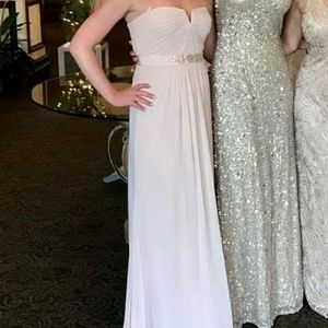 Adrianna Pappel Strappless Blush Dress (left)